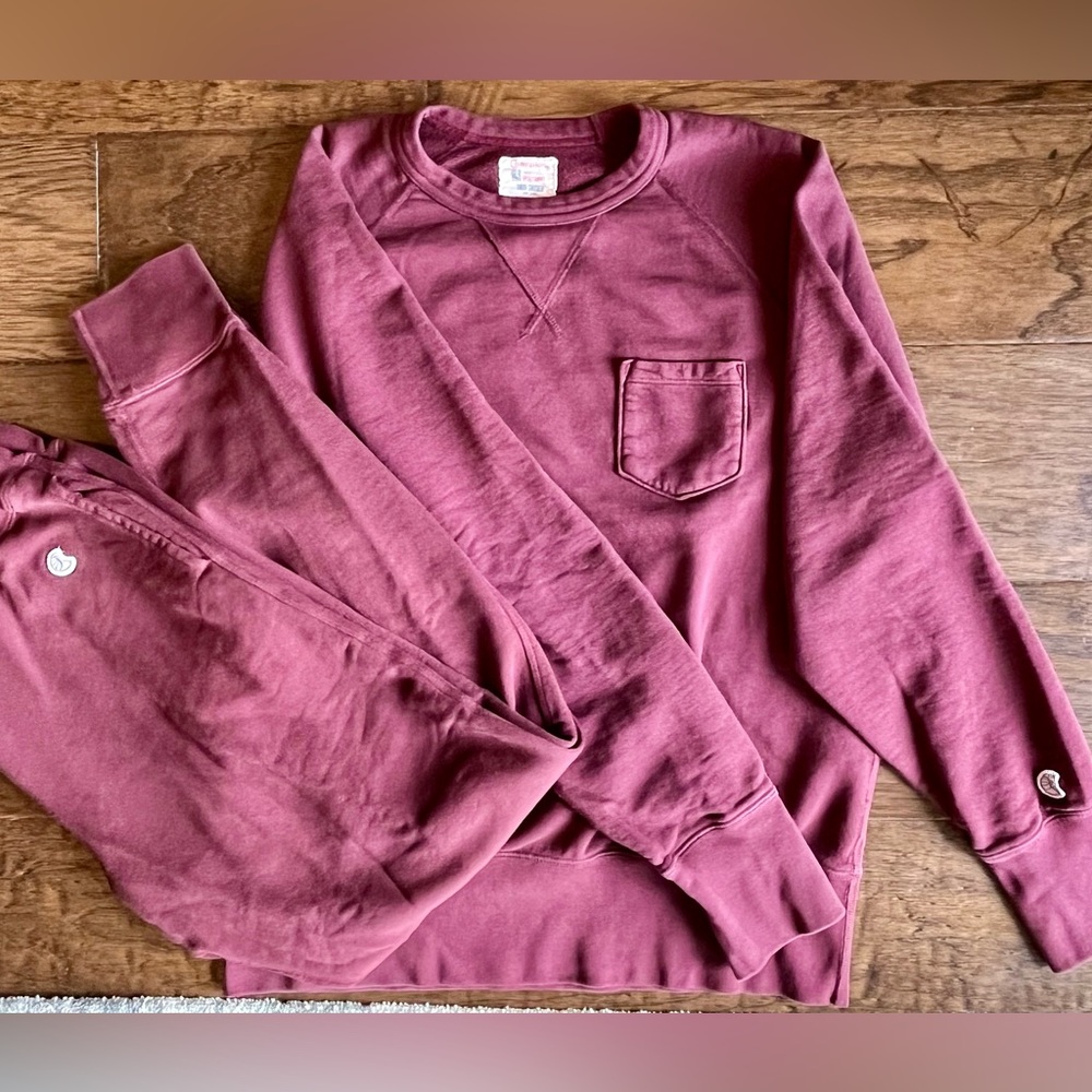 TODD SNYDER Champion Tracksuit. Burgundy.  Large sweatshirt. Medium sweatpant
